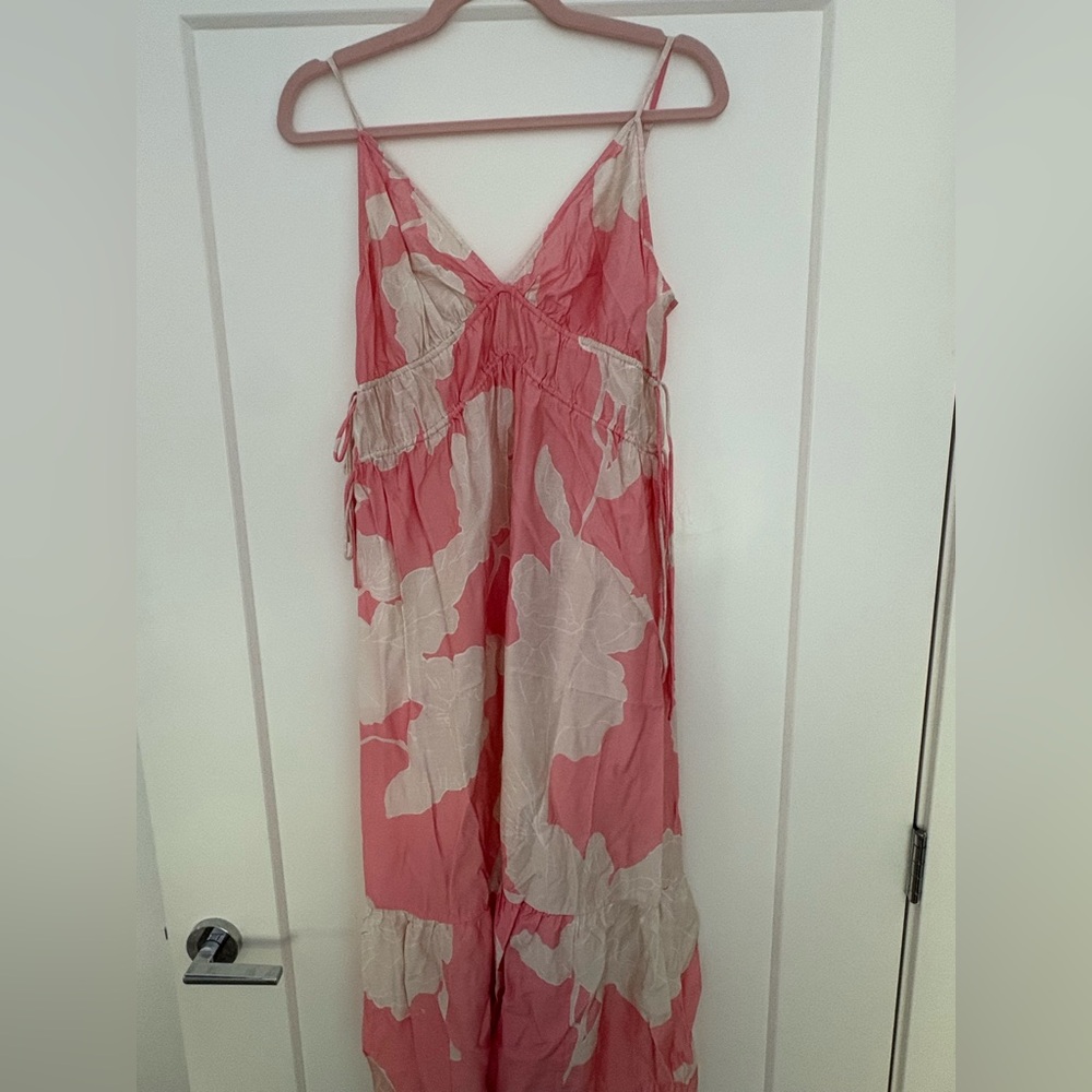 Pink and Cream Floral Maxi Dress